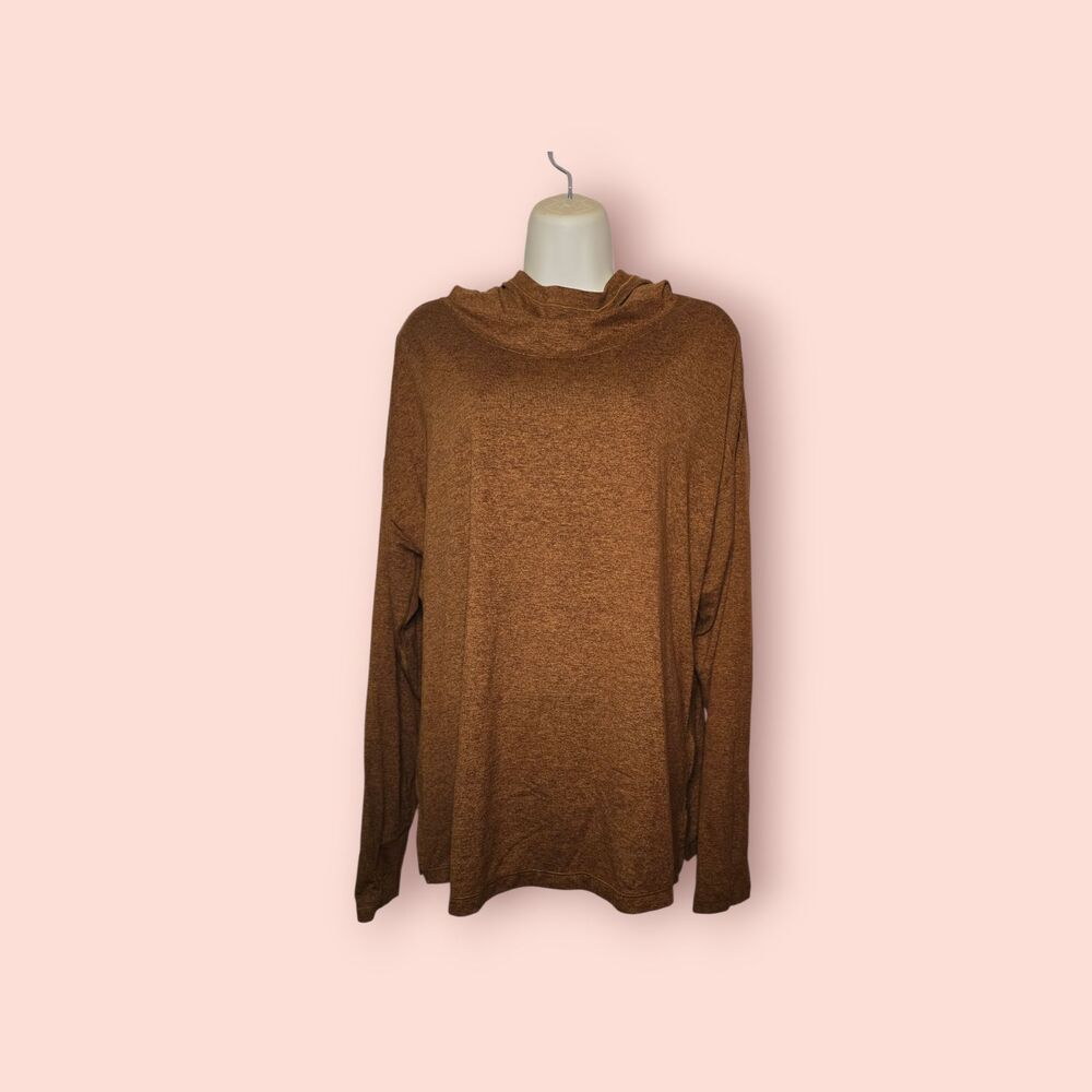 Athleta Uptempo II Hoodie Sweatshirt Brown Rust Lightweight Pullover Plus Size